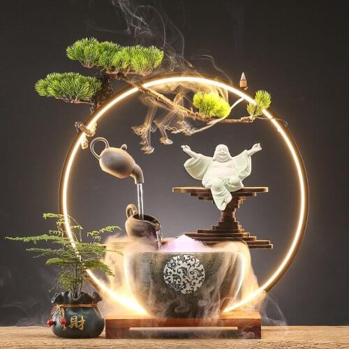 Creative Hanging Pot Flowing Water Ornaments Circulating Water Lucky Living Room Interior Humidifying Office Desk Surface Panel
