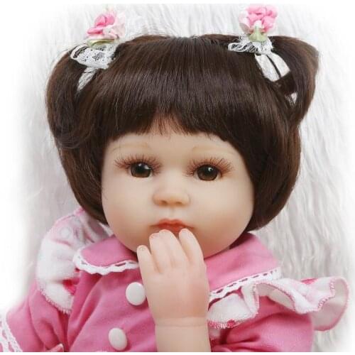 NPK Brown Short Straight Hair For 45cm Bonecas Bebe Reborn Doll High Quality Hair Wig For 18'' Full Silicone Girl Doll Toys