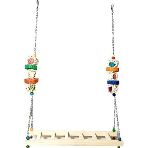Chicken Swing Ladder Wooden Perch Wood Stand Bird Toy for Hen Rooster Bird