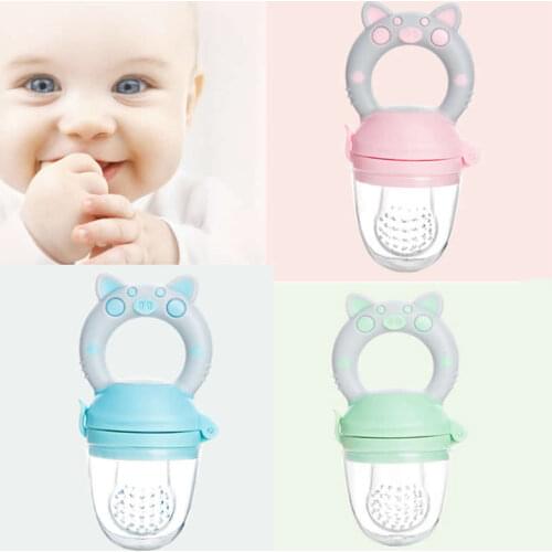 1PC Baby Silicone Fruit Vegetable Nippler Cartoon Pig Feeding Pacifier Trainning Pacifier Bit Feeder Teether Chew Toys 3 Size