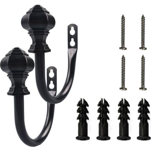 2 Pcs Metal Curtain Holdbacks, Decorative Wall Mounted Drapery Tiebacks With Screws, Window Treatment Holdbacks