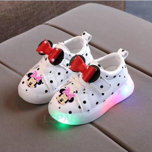 Disney Fashion Baby Children Glowing Sneakers Kids Boy Shoes Chaussure Enfant Minnie Mouse Girls Shoes With LED Light