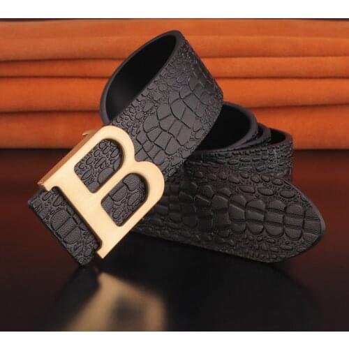 High Quality letter belts men Black Waist Strap cowhide Crocodile pattern cintos masculinos luxury leather designer ceinture