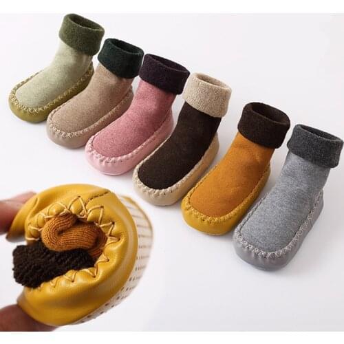 Baby Boy Girl Socks Anti Slip Rubber Soles First Walkers Warm Floor Socks Toddler Floor Socks Shoes Slipper Sewing Thread Socks