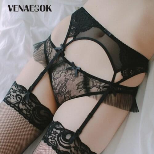 New Embroidery Flowers Lace Garters S M L XL Black Temptation Female Silk Suspender Belt Sexy Women Wedding Garters Belts