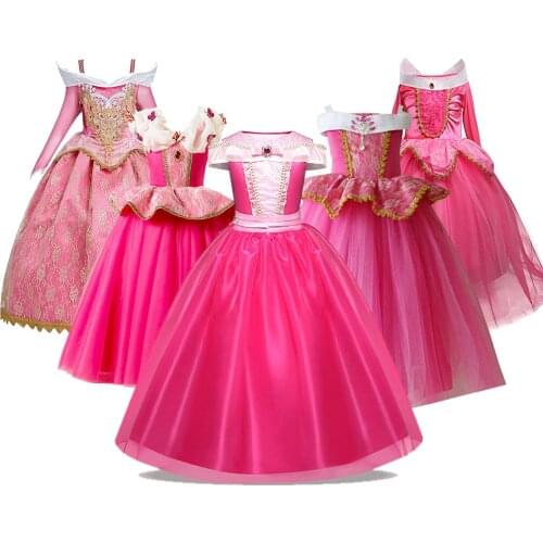 Little Girls Party Dresses Christmas Childrens Clothing Cosplay princess Sleeping Beauty Winter Costume Wedding Dress for kids