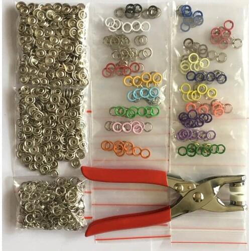 1pcs Plier Tool 200sets 9.5mm Good Metal Prong Snap Buttons 20colors Available Easy Install Fasteners Press Studs Poppers Buckle