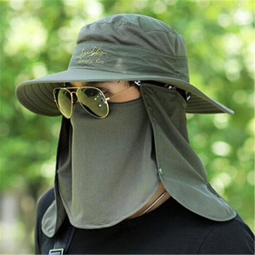 New Fishing Sun Hat Foldable Outdoor Climbing Fisherman Spots Hat UV Protection Sunshade Hat Big Eaves Adjustable Hat Man Cap