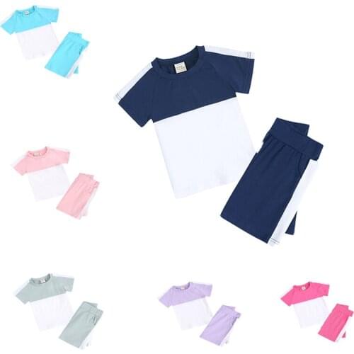 2021 Summer Clothing sets For Children Tracksuits Contrast Color Shorts for Girls Sets Clothes for Boys Newborn Toddler Outfits