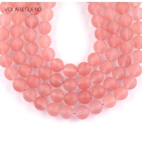 Dull Polish Matter Watermelon Crystal Natural Stone Round Beads Spacer Loose Beads For Jewelry Making 4mm-12mm Diy Bracelet 15"