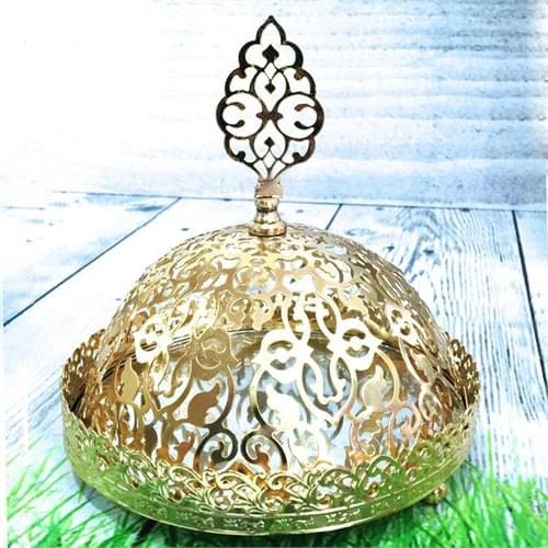 Mirror Gold Color İkramlık ductile visual fashionable mirrored tray luxury service plate round cap oriental east