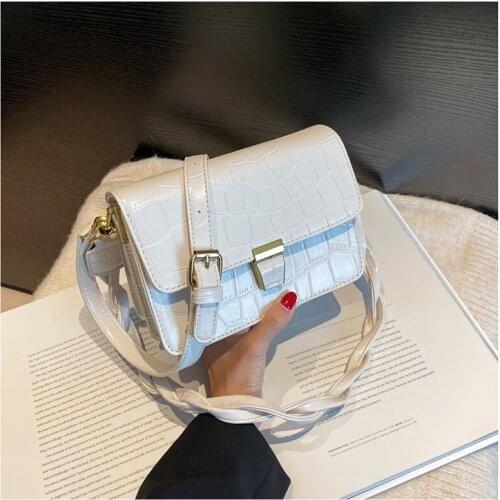 Stone Pattern PU Leather Crossbody Bags For Women 2020 Solid Shoulder Handbags Female Travel Totes Lady Cross Body Bag
