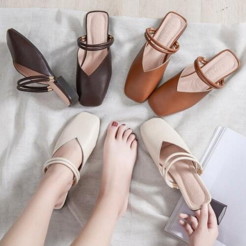 The Spring of 2021 Designer Shoes Woman Slides Outdoor Platform Square Ladies Mules Zapatos De Mujer