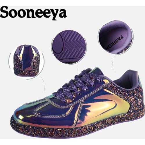 Sooneeya Colorful Bling Sequins Women Flats All Match Fashion Oxford Shoes For Women Glitter Sneakers Shoes Woman Baskets Femme