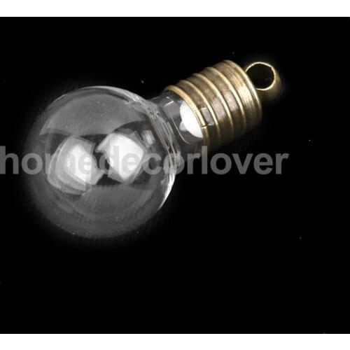 10 Glass Bulb Vials Empty Wishing Bottles Charms Necklace Pendant DIY Crafts