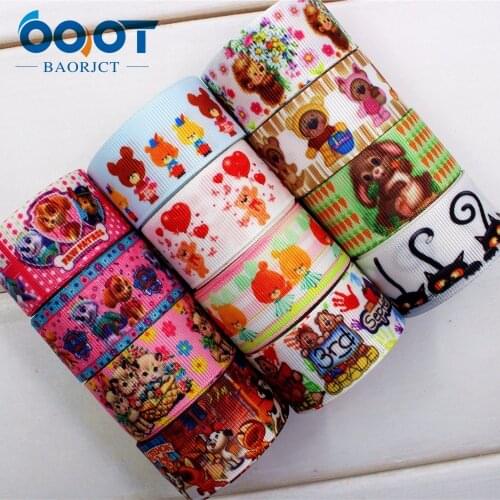 1732953, OOT BAORJCT25mm 10yard/lot cartoon Ribbons Thermal transfer Printed grosgrain Wedding Accessories DIY handmade material