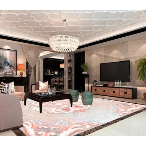 Custom 3D Mural Floor Wallpaper Rich pattern jade relief PVC Wear Waterproof For living room Kitchen 3D Floor Wall Paper