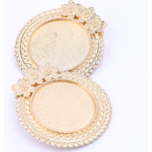 5pcs antique bronze 25mm cameo cabochon brooch base settings diy blank brooches backing trays for jewelry making