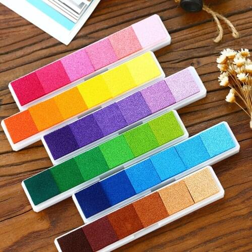 6 Colors Homemade DIY Gradient Color ink Pad Multicolour Inkpad Stamp Decoration Fingerprint Scrapbooking Accessories