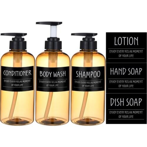 6pcs Bathroom Lotion Dispensed Empty Bottle Shampoo Shower Gel 300ml/500ml Large Capacity Plastic Bottle Home Storage Bottle