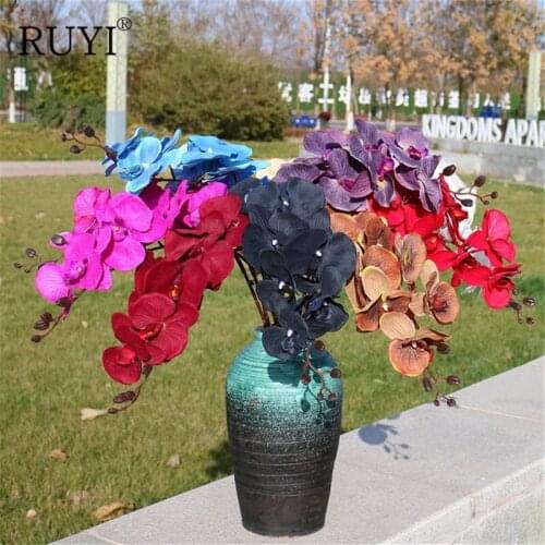 8 Heads Of Autumn Big Branch Phalaenopsis Artificial flowers European-style Wedding Home Soft Decoration Fake Flower Decoration