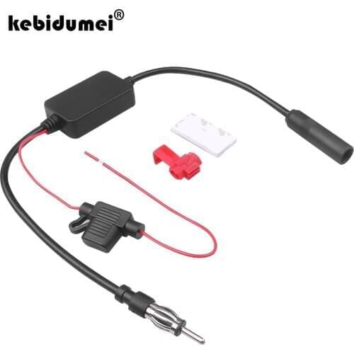 Kebidumei Car FM Broadcasting Antenna Signal Amplifier Booster Universal 12V Marine Car 88-108MHzFM Amplifier