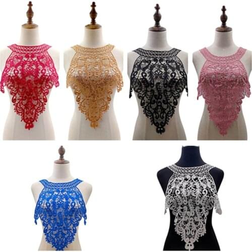 Flower Applique Lace Collar Trim Embroidered Neckline Sewing Patch Fabric DIY