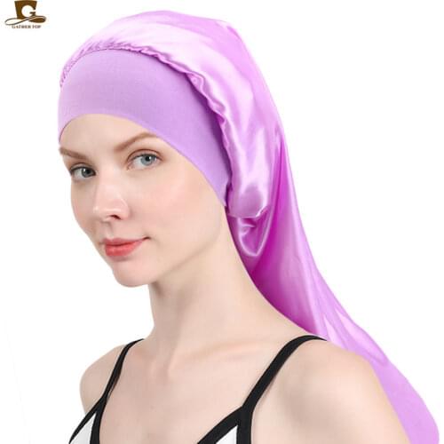 Long Bonnet For Women Extra Large Hat Long Hair Styling Care Caps Ladies Day Night Sleep Cap with Wide Elastic Band 10 Colors