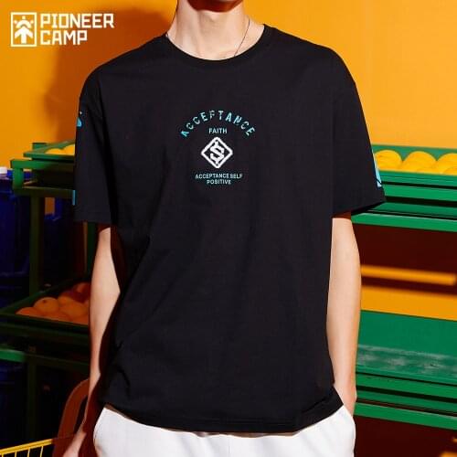 Pioneer Camp Black White T-shirts Men Hip Hop Streetwear Fashion Short Sleeve O-neck Mens Summer T-shirts ATS116416S