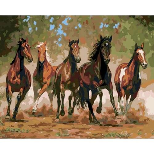 GATYZTORY Frame Painting By Numbers Horse DIY Hand Painted Picture By Numbers Animals Gift Home Decoration Wall Art