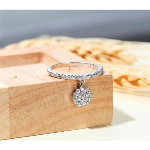 Dainty Female Round Zircon Stone Ring Rose Gold Silver Color Engagement Ring Vintage White Crystal Thin Wedding Rings For Women