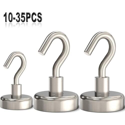 10-35 PCS 10mm 16mm Home Kitchen Magnetic Hooks Heavy Duty Kitchenware Cup Gadget Key Hanging Hanger Garden Strong Magnet Hook