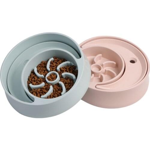 Slow Eating Bowl Dog Food and Water Pink and Green Pet Puppy Feeder Dish Puppy Dog Accessories
