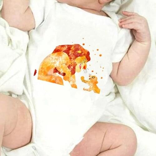 Mufasa Simba Lion King Baby Bodysuits Short Sleeve O-neck Infant Romper Breathable Casual Harajuku Newborn Jumpsuit