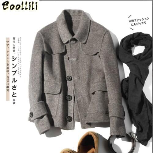 Boollili Double-sided Wool Coat Men British Casual Woolen Jacket Spring Short Mens Coats Overcoat Abrigo Hombre