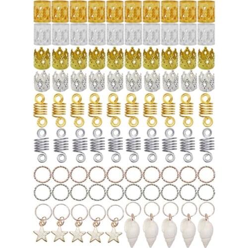 90 Pieces Dreadlocks Hair Jewelry Set Metal Cuffs Braid Rings Pendants Twisted Spring Coil Headband Decoration Accessori