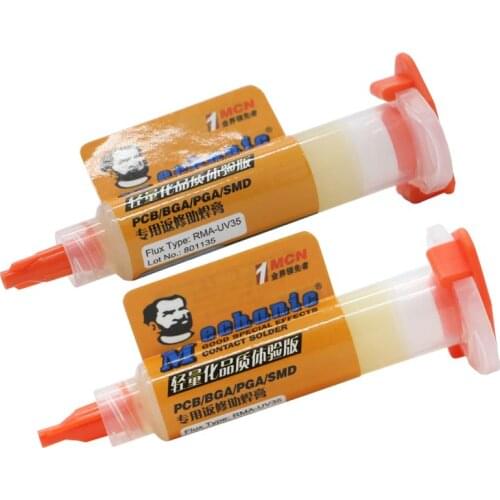 Newest 2PCS Mechanic RMA-UV35 5cc Soldering paste Flux for Soldering iron BGA solder station Tin Cream lead free with needles