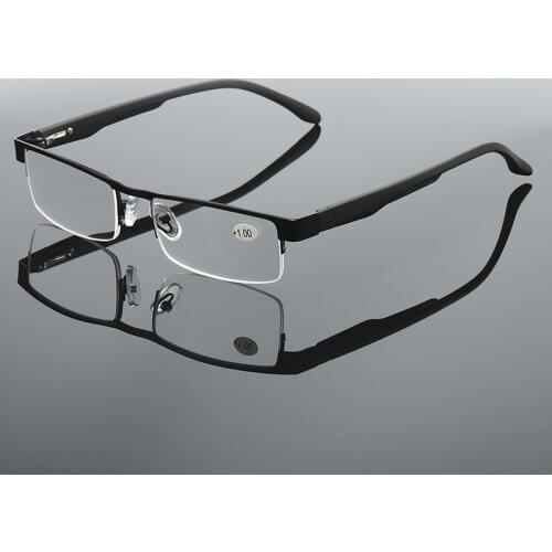 Square Half Frame Alloy Reading Glasses Men Women Eyeglasses Hyperopia Prescription glasses +1.0+1.5+2.0+2.5+3.0+3.5+4.0