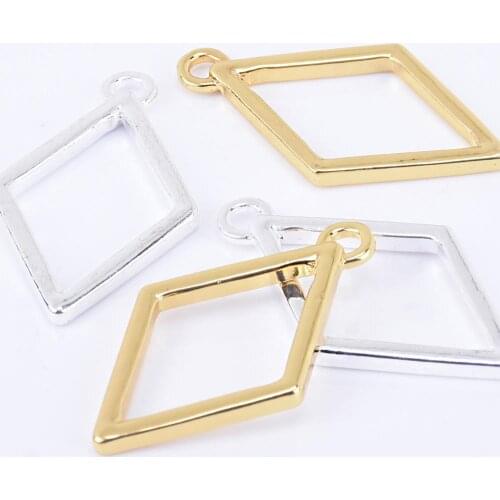 39*23mm Rhombus Charms Open Bezel Pendant resin bezel pendant Jewelry 10pcs
