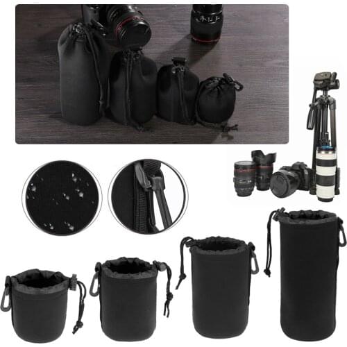 Full Size S M L XL Universal Matin Neoprene Waterproof Soft Video Camera Lens Pouch Bag Case For Canon Nikon Sony Lens Wholesal