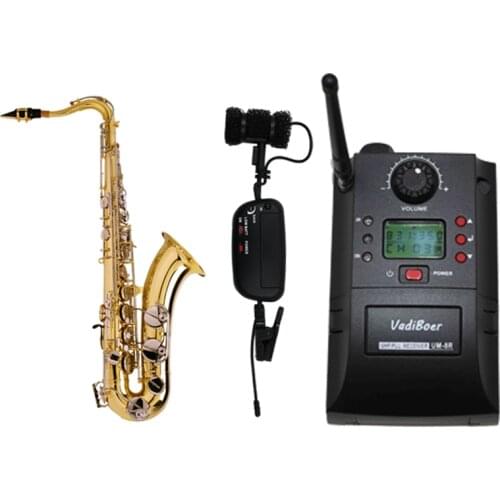 Portable Clamp Clip on UHF Instrument Wireless Microphone System With Receiver & Transmitter 32 Channels For Saxophone