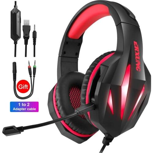 Professional Noise Cancelling Gaming Headset Wired LED Light Stereo In-Line Control Mic Headphones For FIfa 21 PS4 PS5 Xbox One