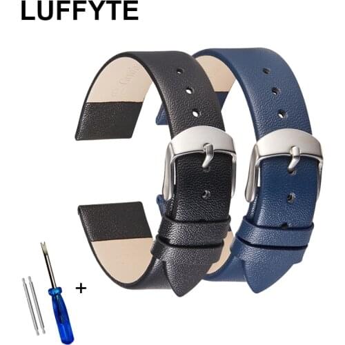 Cowhide Watch Band Genuine Leather 14mm 16mm 18mm 20mm 22mm Thin Smooth Watch Strap Belt for DW Watches Galaxy Watch Gear S3