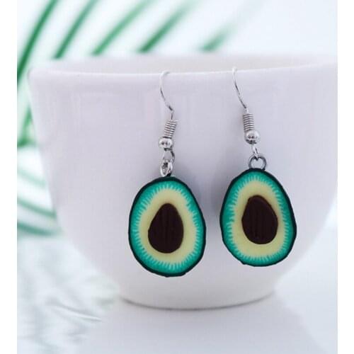 Creative Resin Acrylic Fruit Avocado Pendant Earrings Simple Trendy Wild Sweet Girl Earrings Avocado Earring Jewelry Accessories