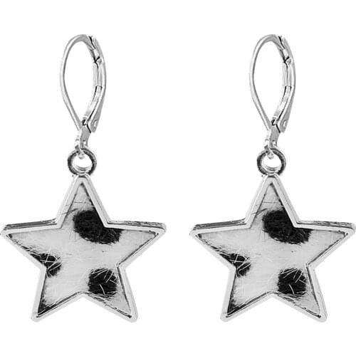 Y2k Vintage Popular Fashion Milk Pattern Leather Earrings Geometric Pattern Alloy Earrings Pendientes Fashion Earrings 2021