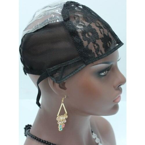 Wig cap for making wigs with adjustable strap on the back weaving cap size glueless wig caps good quality Hair Net Black