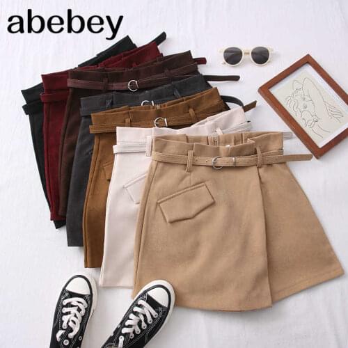 2021 New Spring Summer Korean fashion All-match Shorts irregular high waist thin belt wide leg Shorts hot