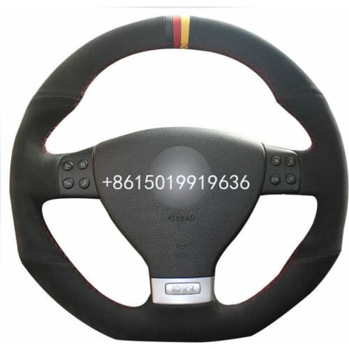 Top Leather Steering Wheel Hand-stitch on Wrap Cover For Volkswagen Golf 5 Mk5 GTI Golf 5 R32