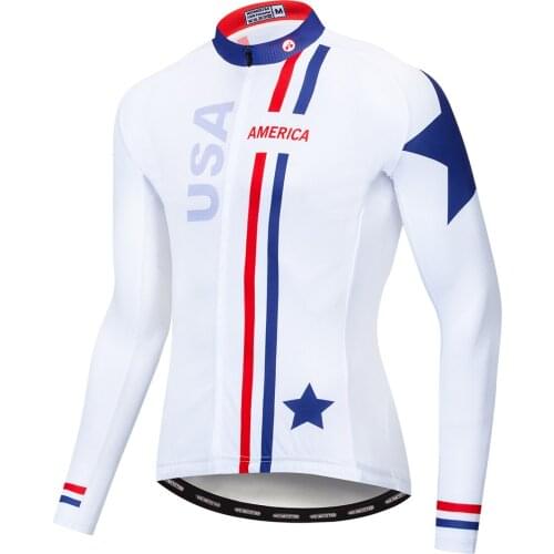 USA Cycling Jerseys Men Long Sleeve Bicycle Tops Breathable Mountain Bike Jersey Quick Dry Autumn Outdoor Cycling Sportswear
