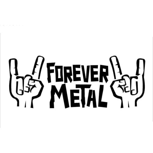 20CM*7.6CM Rocker Hands Forever Metal Sign Of The Horns Car Vinyl Sticker Design Motorcycle Accessories Black/Sliver C8-0652
